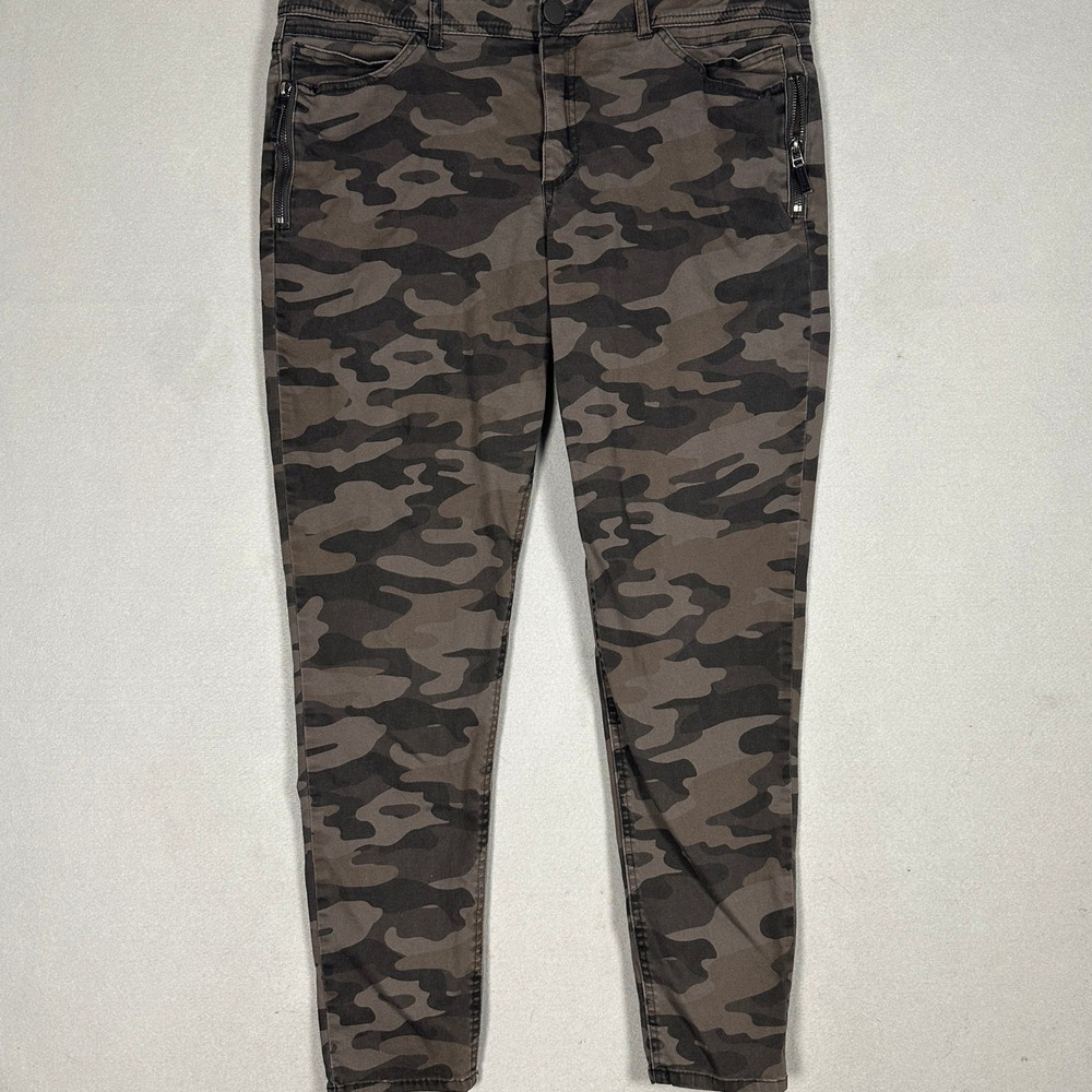 Democracy Jeans Womens 16 Absolution Camo Brown Skinny Zip Pocket Denim Stretch